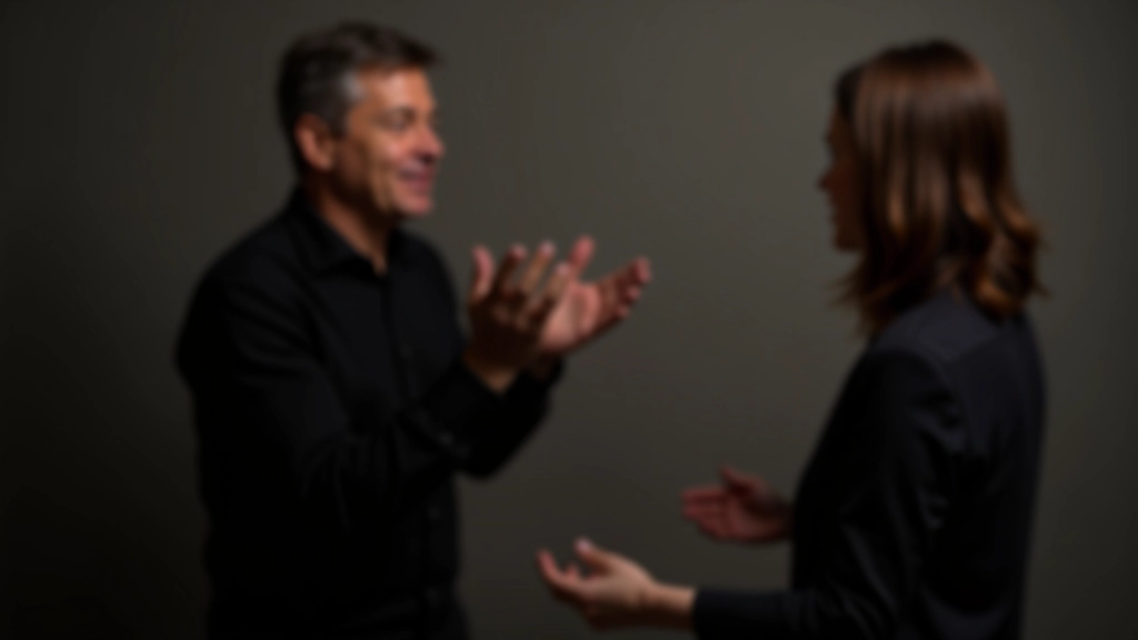 Photographer giving direction to subject with encouraging hand gestures during portrait session
